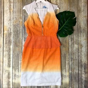 Rare Antonio Melani Orange Ombré Peplum Dress